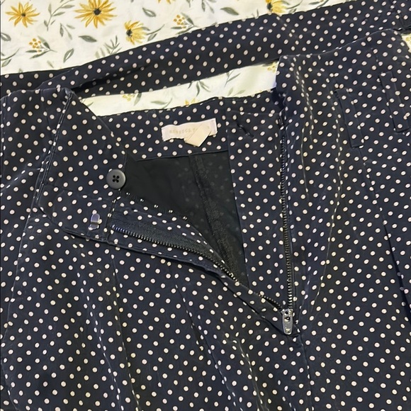 REBECCA TAYLOR BELTED SILK NAVY COMBO POLKA DOT PAPERBAG PANTS W/ BELT - Picture 4 of 8